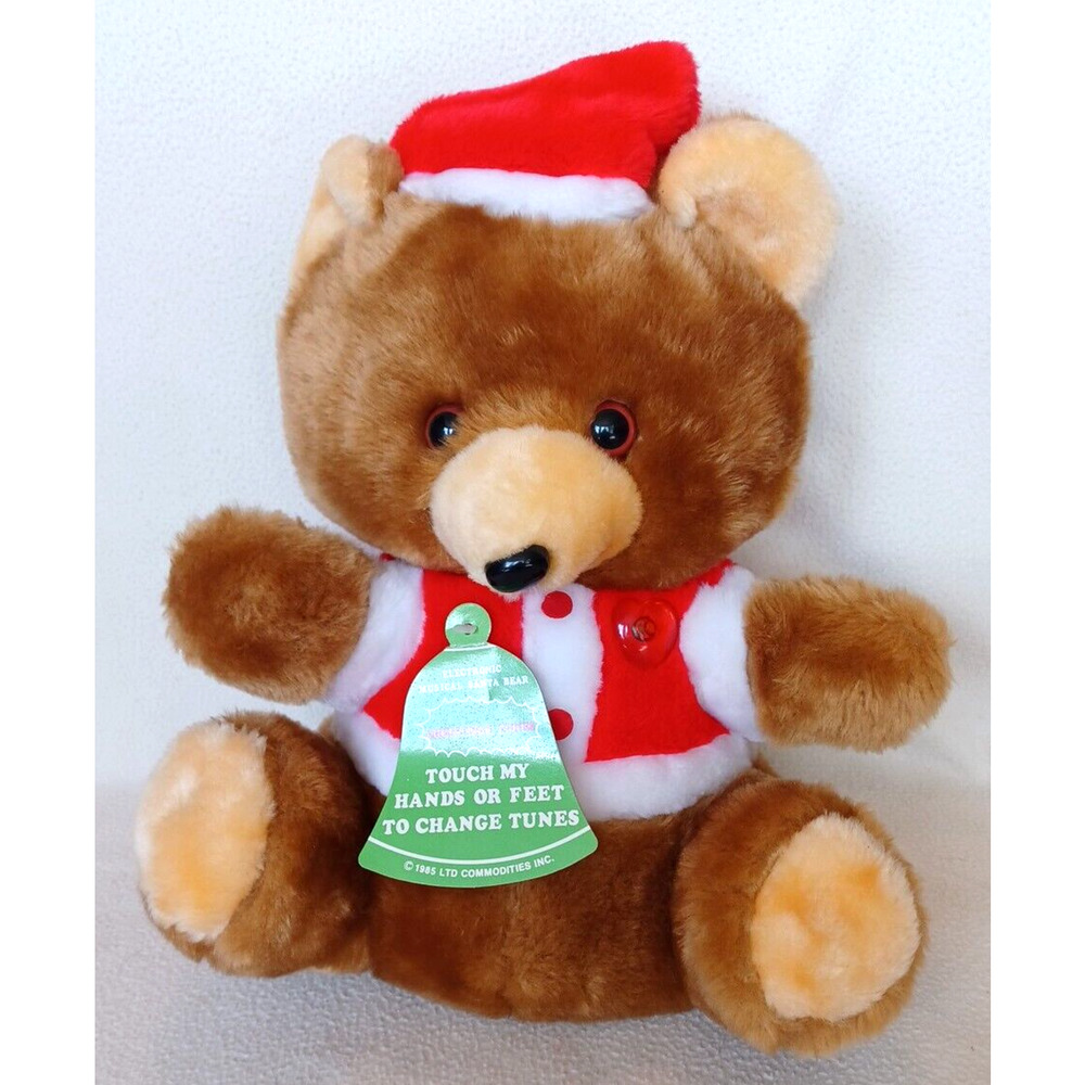 Vtg 1985 Ltd Commodities Electronic Musical Christmas Bear Light Up Heart WORKS